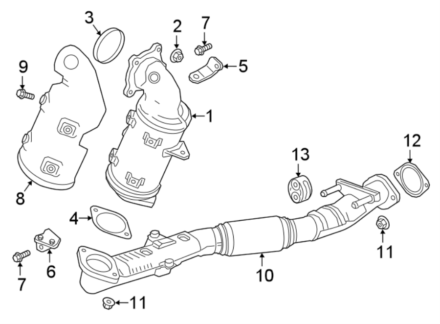 Diagram EXHAUST SYSTEM. EXHAUST COMPONENTS. for your 1992 Chevrolet K3500  Scottsdale Extended Cab Pickup Fleetside 6.5L V8 DIESEL A/T 