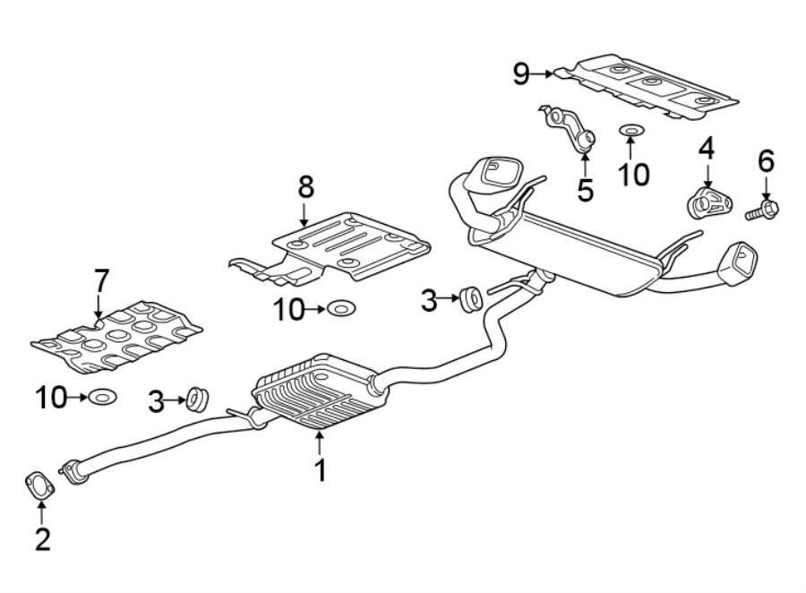 Diagram EXHAUST SYSTEM. EXHAUST COMPONENTS. for your 2005 Chevrolet Classic   