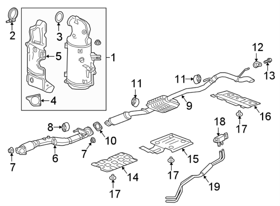 Diagram EXHAUST SYSTEM. EXHAUST COMPONENTS. for your 2024 Chevrolet Equinox  LT Sport Utility 