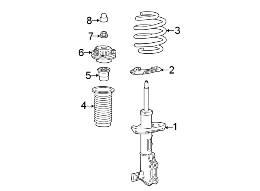 Diagram FRONT SUSPENSION. STRUTS & COMPONENTS. for your 2019 GMC Sierra 2500 HD 6.6L Duramax V8 DIESEL A/T RWD Base Extended Cab Pickup Fleetside 