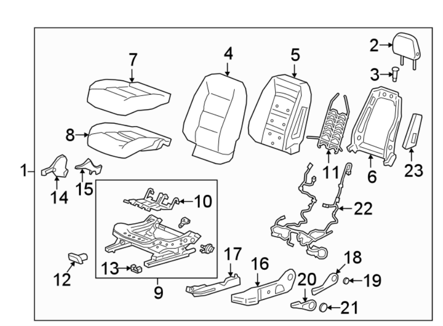 Diagram Seats & tracks. Driver seat components. for your 2008 Chevrolet Aveo5   