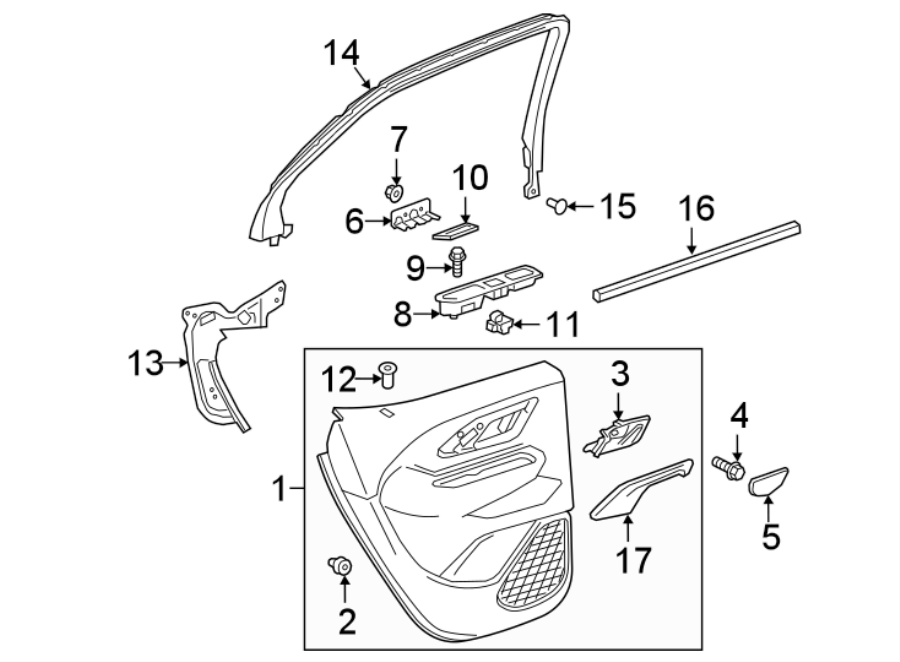 Diagram REAR DOOR. INTERIOR TRIM. for your Chevrolet Spark  