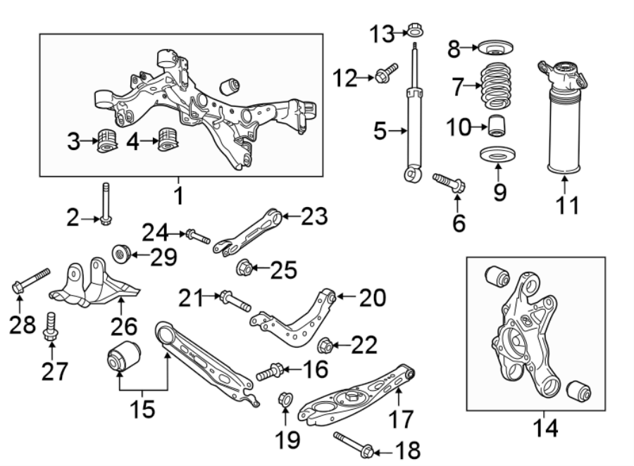 Diagram REAR SUSPENSION. SUSPENSION COMPONENTS. for your 2004 GMC Sierra 2500 HD 6.6L Duramax V8 DIESEL M/T RWD WT Crew Cab Pickup Fleetside 