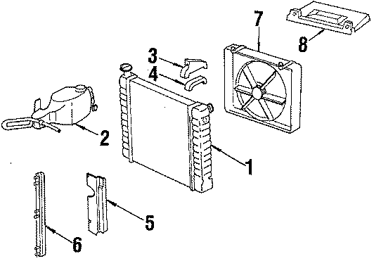 Diagram FAN. RADIATOR. for your Pontiac J2000 Sunbird  