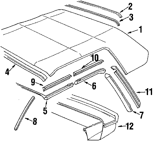 Diagram ROOF & BACK GLASS. FOLDING TOP. for your 1993 Chevrolet Corsica LT Sedan 3.1L Chevrolet V6 M/T 