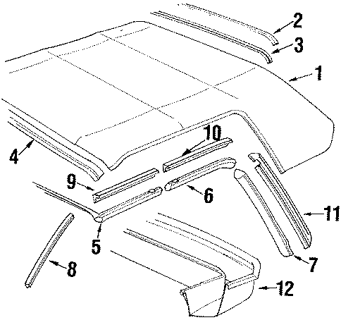 Diagram ROOF. FOLDING TOP. for your 1993 Chevrolet Corsica LT Sedan 3.1L Chevrolet V6 M/T 
