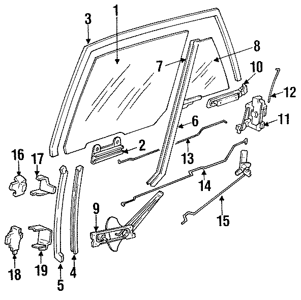 Diagram REAR DOOR. GLASS & HARDWARE. for your 2020 Chevrolet Spark   