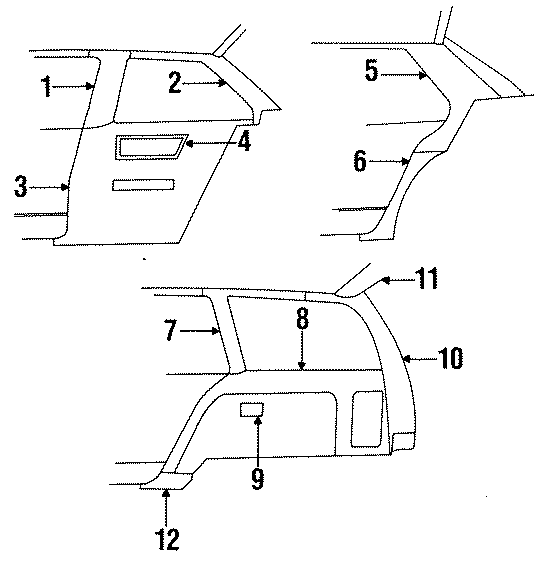 Diagram INTERIOR TRIM. QUARTER PANEL TRIM. for your Oldsmobile Firenza  