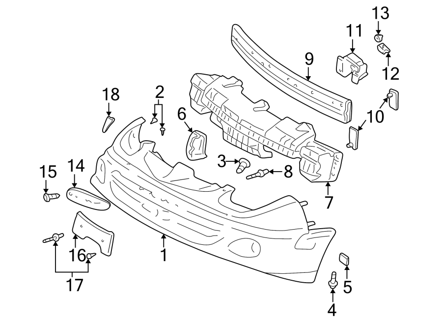 15FRONT BUMPER. BUMPER & COMPONENTS.https://images.simplepart.com/images/parts/motor/fullsize/FK95015.png