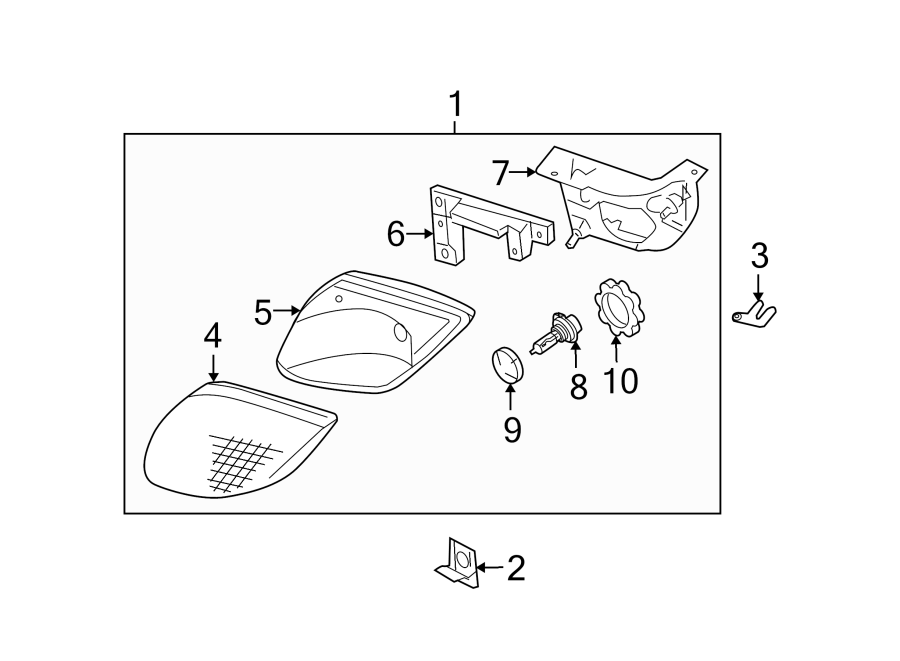 Diagram FRONT LAMPS. HEADLAMP COMPONENTS. for your 2003 GMC Sierra 2500 HD 6.0L Vortec V8 M/T RWD SLT Extended Cab Pickup 