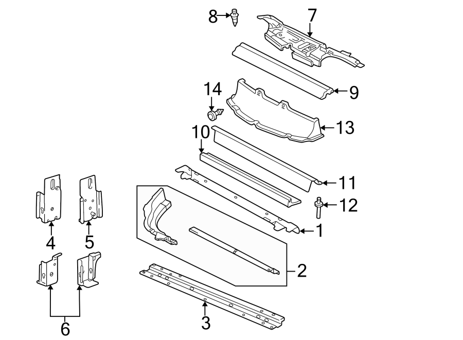 Diagram RADIATOR SUPPORT. for your 2011 GMC Sierra 2500 HD 6.6L Duramax V8 DIESEL A/T 4WD SLE Standard Cab Pickup 