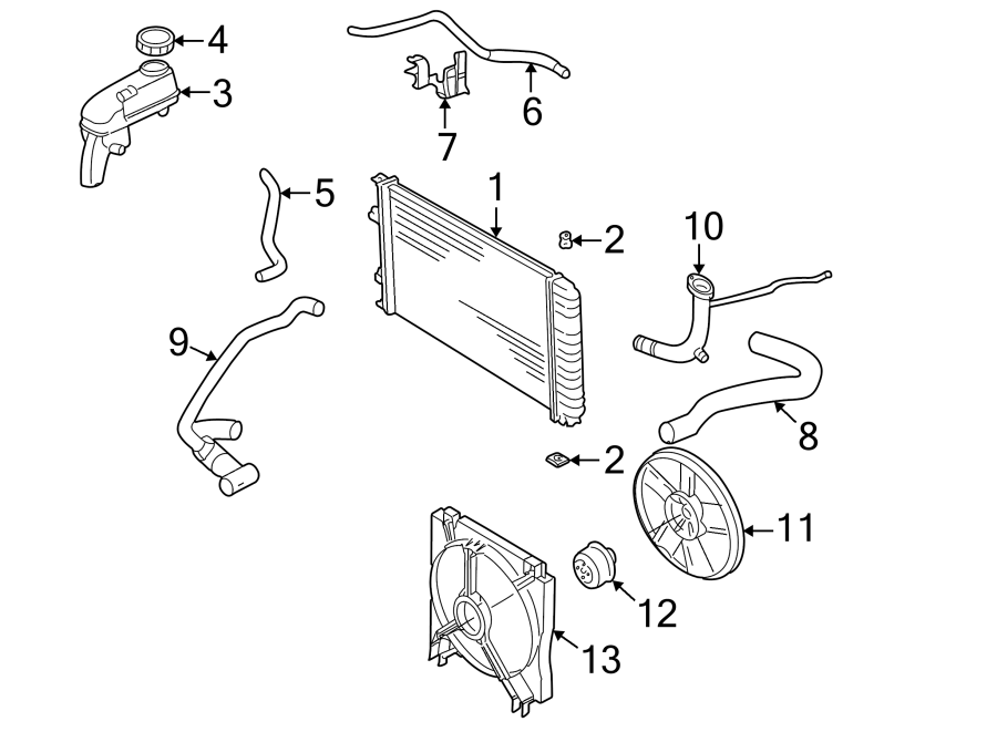 Diagram RADIATOR & COMPONENTS. for your 2013 Chevrolet Suburban 2500   