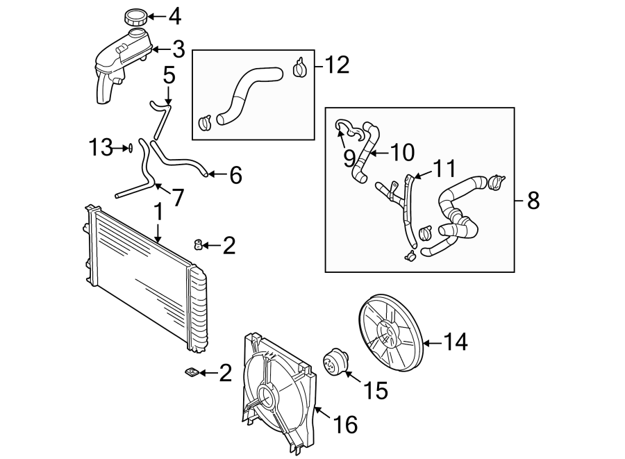 Diagram RADIATOR & COMPONENTS. for your 2013 Chevrolet Suburban 2500   