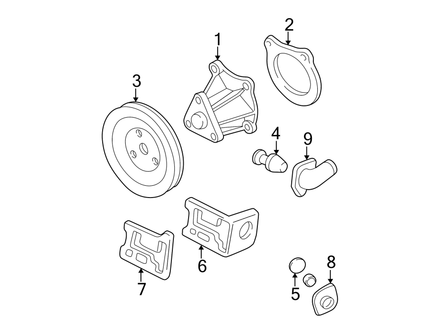 Diagram WATER PUMP. for your 2005 GMC SAFARI    