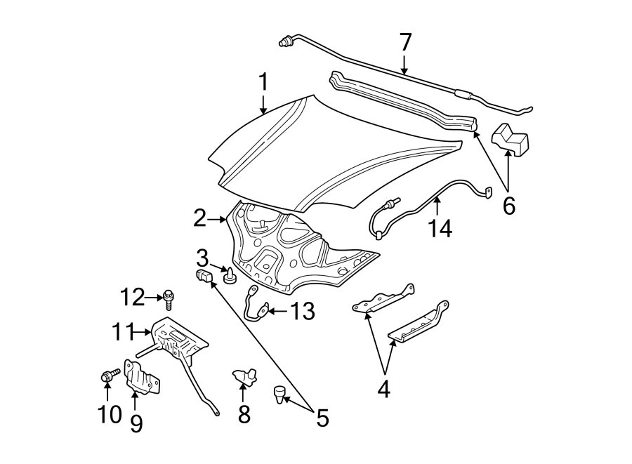 Diagram HOOD & COMPONENTS. for your 2007 GMC Sierra 1500 Classic SL Standard Cab Pickup 5.3L Vortec V8 FLEX M/T 4WD 