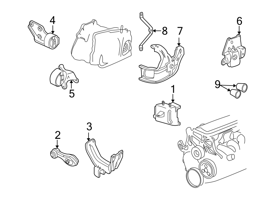 Diagram ENGINE / TRANSAXLE. ENGINE & TRANS MOUNTING. for your 2011 GMC Sierra 2500 HD 6.0L Vortec V8 FLEX A/T 4WD SLT Crew Cab Pickup 