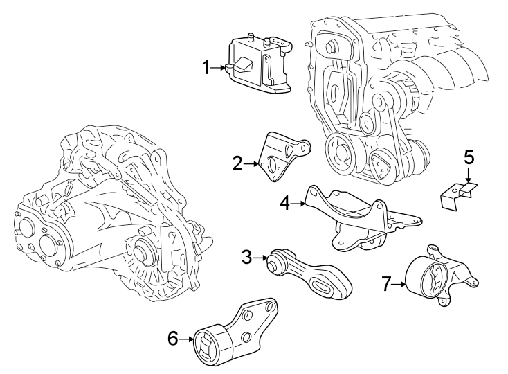 Diagram ENGINE / TRANSAXLE. ENGINE & TRANS MOUNTING. for your 2013 Chevrolet Avalanche Black Diamond LS Crew Cab Pickup Fleetside  