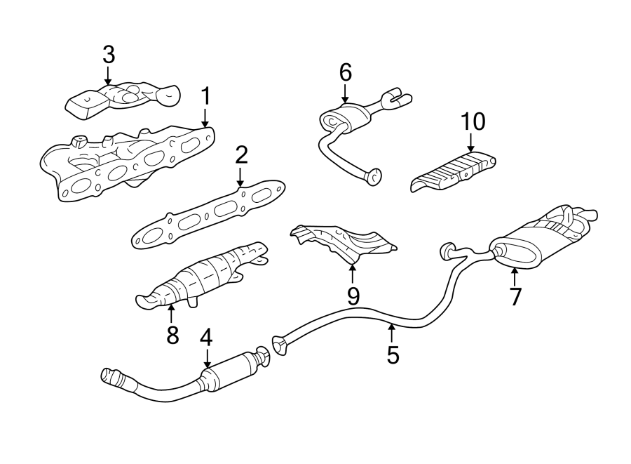 Diagram EXHAUST SYSTEM. EXHAUST COMPONENTS. MANIFOLD. for your 2016 Chevrolet Camaro   