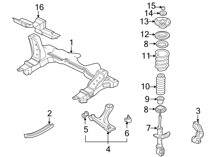 Diagram FRONT SUSPENSION. SUSPENSION COMPONENTS. for your 2019 GMC Sierra 2500 HD 6.6L Duramax V8 DIESEL A/T RWD Base Extended Cab Pickup Fleetside 