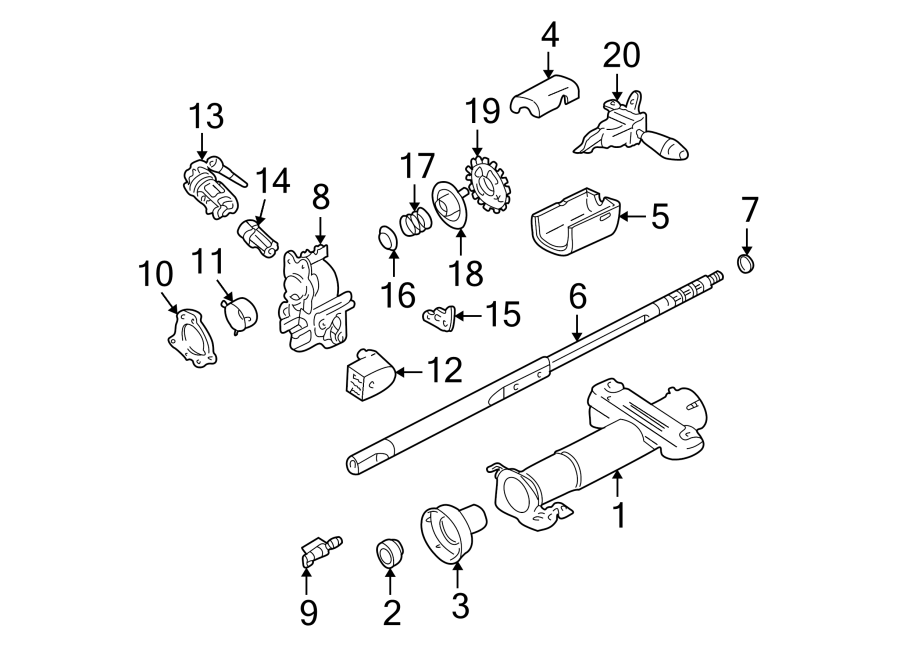 Diagram Housing & components. Steering column assembly. for your 1989 Chevrolet Cavalier   