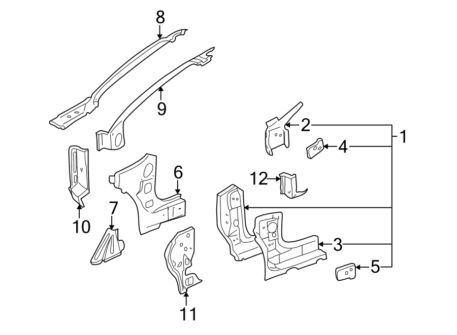 6Pillars. Rocker & floor. Hinge pillar.https://images.simplepart.com/images/parts/motor/fullsize/FK95505.png