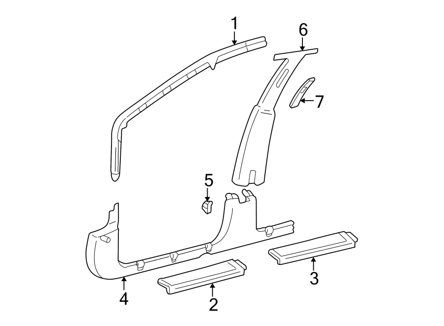 Diagram PILLARS. ROCKER & FLOOR. INTERIOR TRIM. for your 2005 Chevrolet Express 3500   