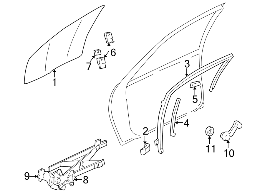 Diagram DOOR. GLASS & HARDWARE. for your 2013 Chevrolet Spark 1.2L Ecotec A/T LS Hatchback 