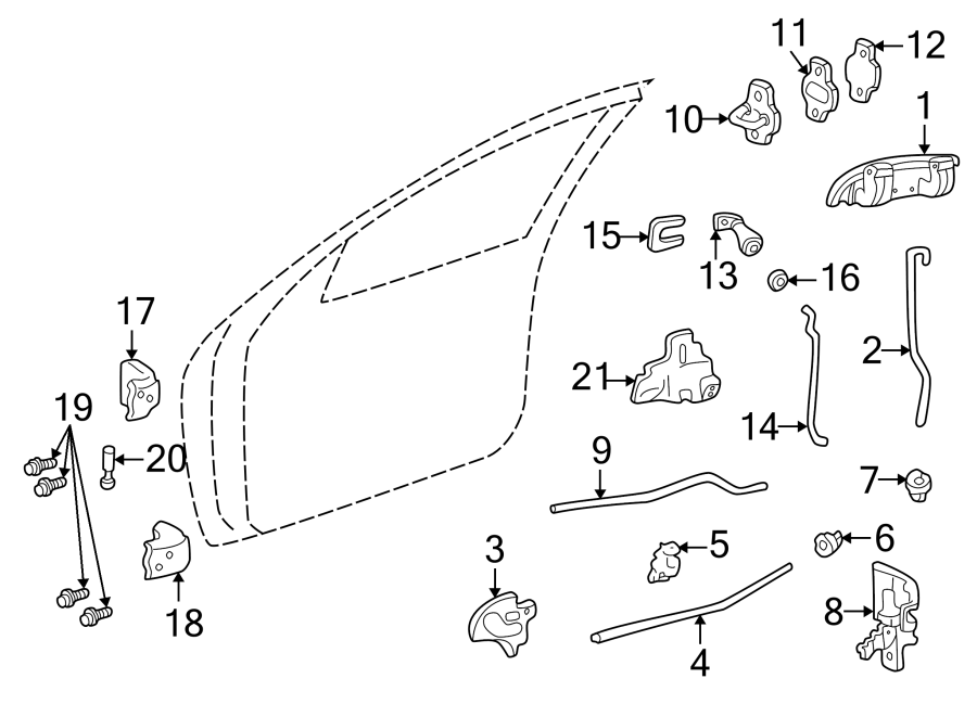 Diagram FRONT DOOR. LOCK & HARDWARE. for your Chevrolet Spark  