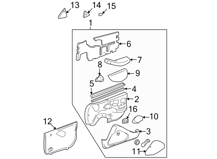 Diagram FRONT DOOR. INTERIOR TRIM. for your 2003 Pontiac Aztek   