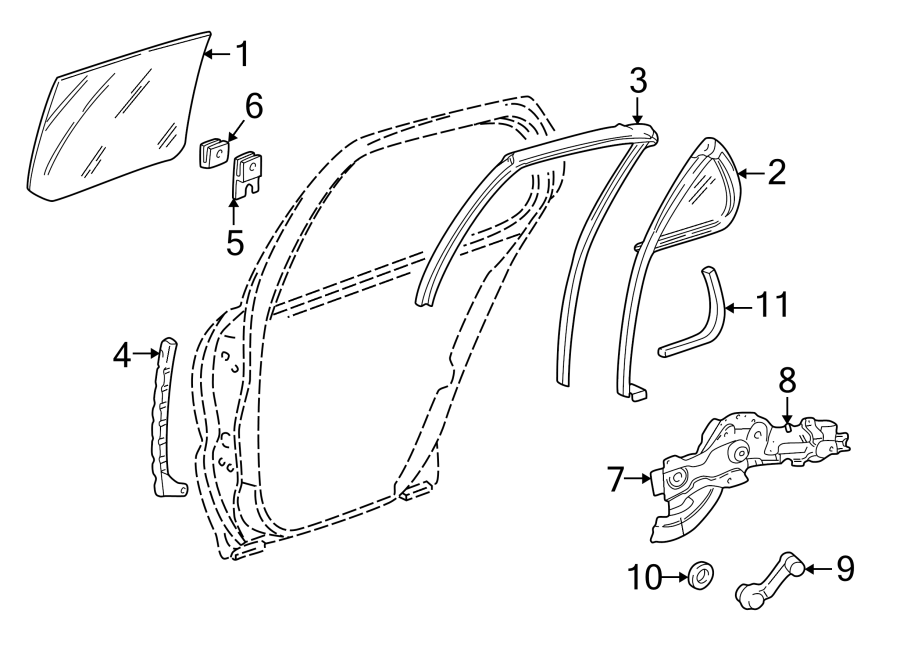 Diagram REAR DOOR. GLASS & HARDWARE. for your 2014 Chevrolet Spark   