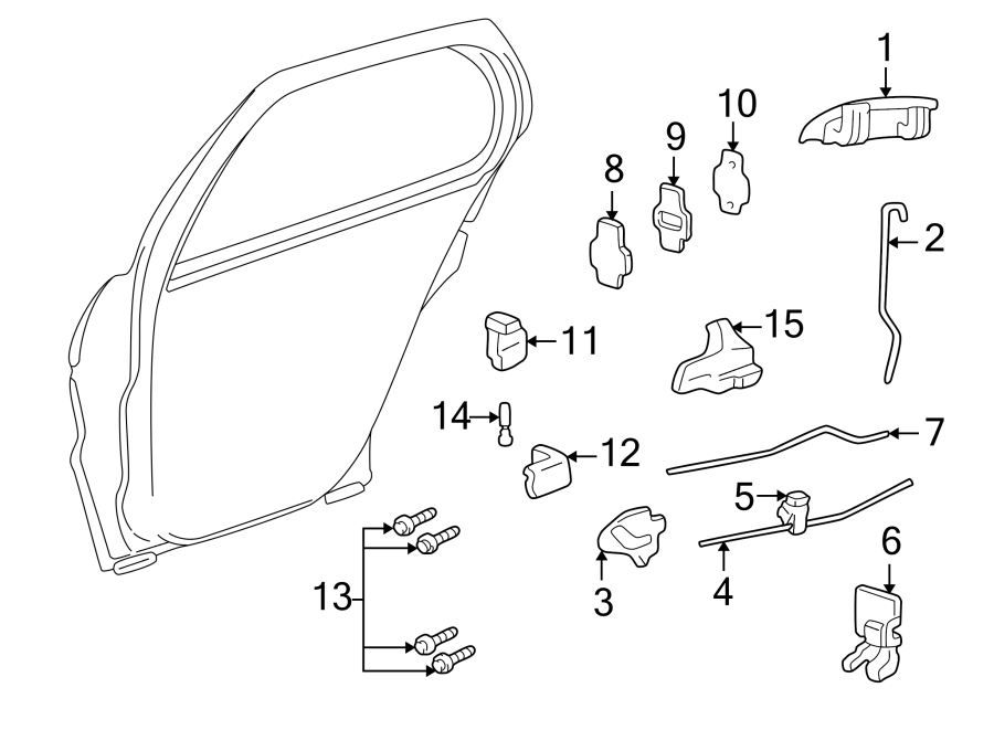 Diagram REAR DOOR. LOCK & HARDWARE. for your Chevrolet Spark  