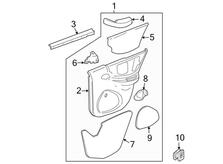 Diagram REAR DOOR. INTERIOR TRIM. for your 2017 Chevrolet Spark   