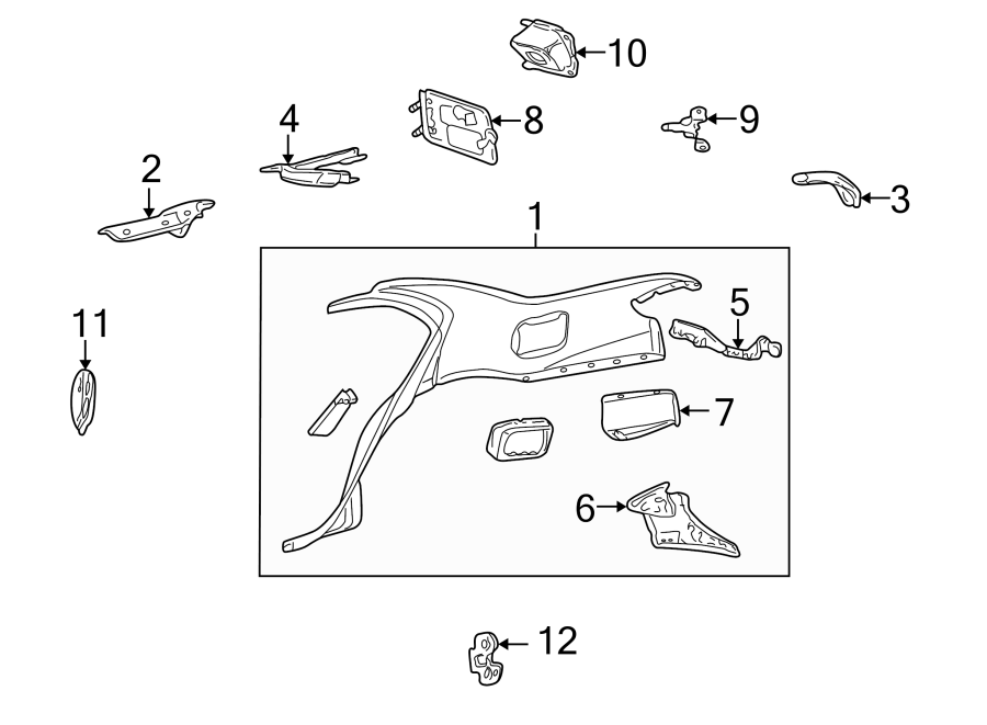 Diagram QUARTER PANEL & COMPONENTS. for your 2002 GMC Sierra 3500 6.6L Duramax V8 DIESEL M/T 4WD Base Crew Cab Pickup Fleetside 