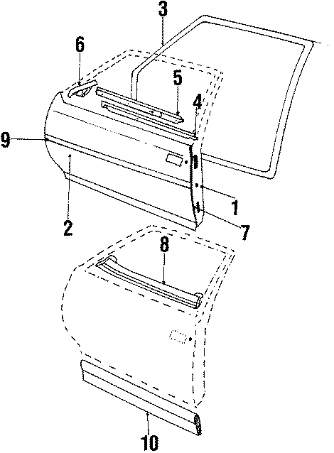 Diagram FRONT DOOR. DOOR & COMPONENTS. for your 1987 Chevrolet Celebrity Base Coupe  