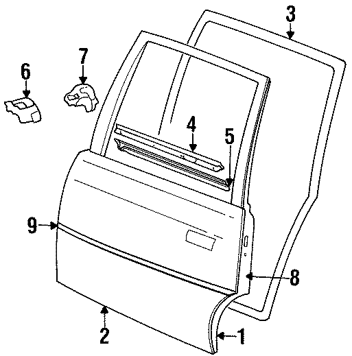 REAR DOOR. DOOR & COMPONENTS. Diagram