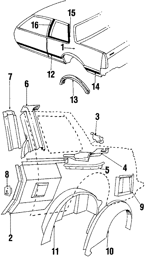 QUARTER PANEL & COMPONENTS. Diagram