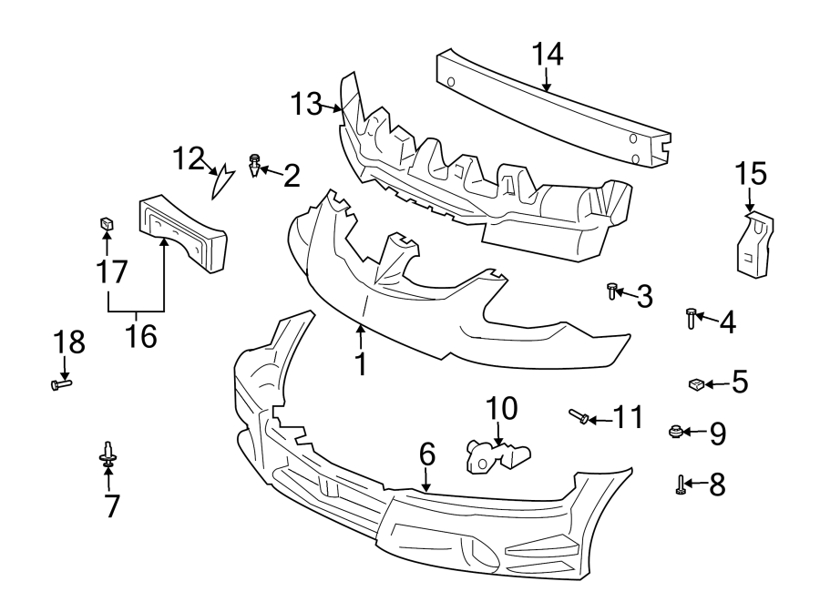 11Front bumper. Bumper & components. Spoiler.https://images.simplepart.com/images/parts/motor/fullsize/FM03010.png