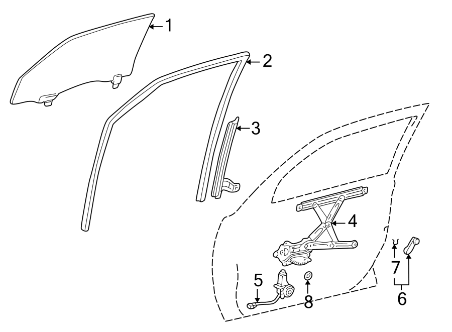 Diagram FRONT DOOR. GLASS & HARDWARE. for your 2021 Chevrolet Spark   