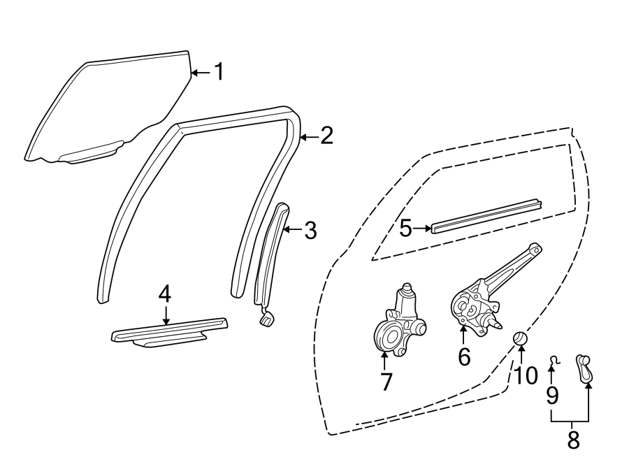 Diagram REAR DOOR. GLASS & HARDWARE. for your Chevrolet Spark  