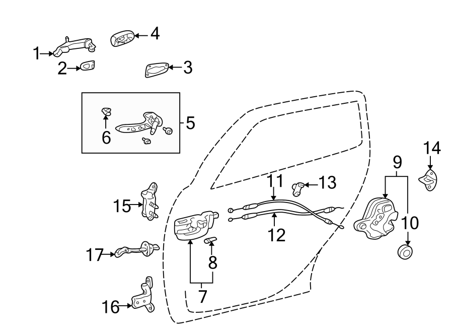 Diagram REAR DOOR. LOCK & HARDWARE. for your 2008 Saturn Astra   