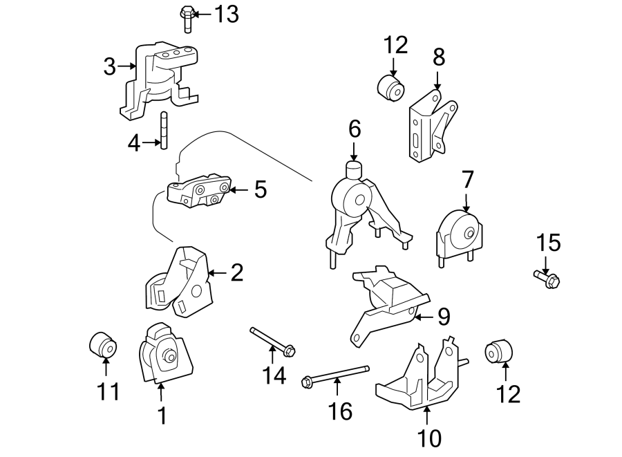 Diagram ENGINE / TRANSAXLE. ENGINE & TRANS MOUNTING. for your 2011 GMC Sierra 2500 HD 6.0L Vortec V8 FLEX A/T 4WD SLT Crew Cab Pickup 