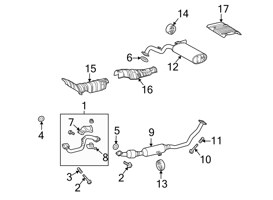 Diagram EXHAUST SYSTEM. EXHAUST COMPONENTS. for your 2018 Chevrolet Camaro 6.2L V8 A/T SS Convertible 