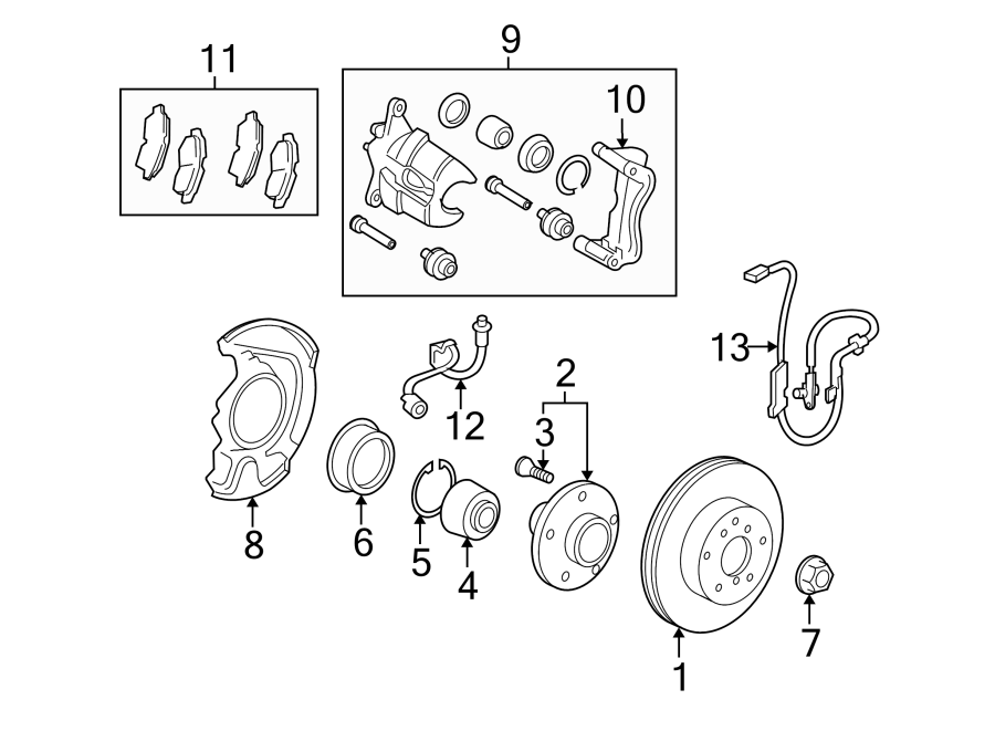 Diagram FRONT SUSPENSION. BRAKE COMPONENTS. for your 2012 GMC Sierra 2500 HD 6.0L Vortec V8 FLEX A/T RWD SLT Crew Cab Pickup Fleetside 