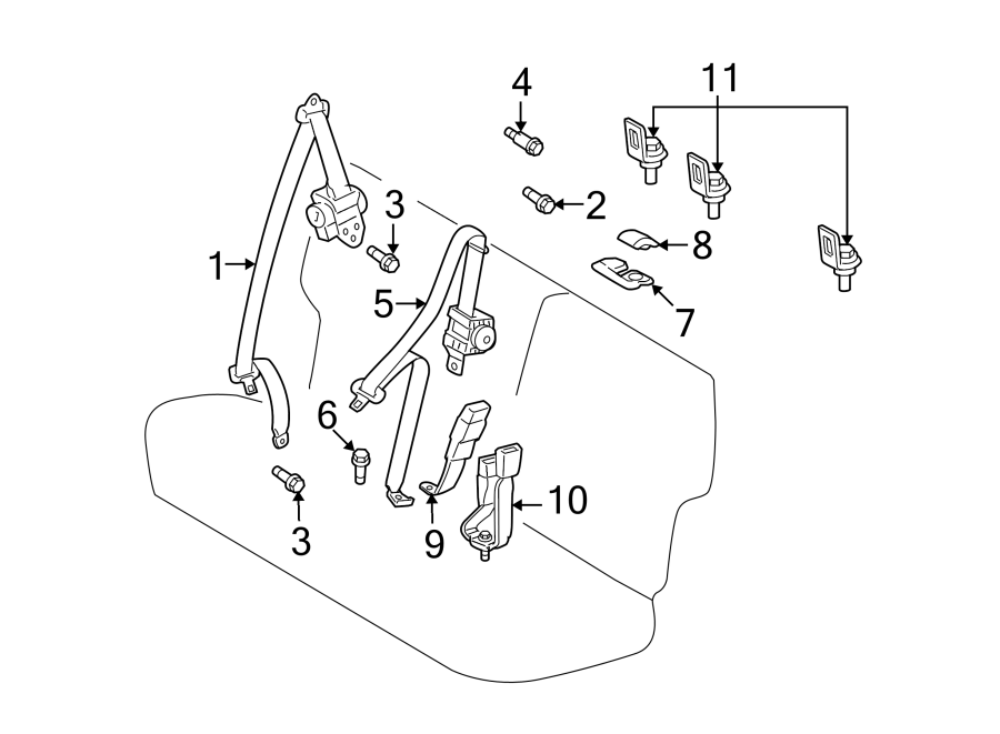 9RESTRAINT SYSTEMS. REAR SEAT BELTS.https://images.simplepart.com/images/parts/motor/fullsize/FM09355.png