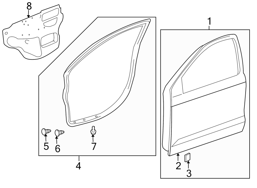 Diagram FRONT DOOR. DOOR & COMPONENTS. for your 2017 Chevrolet Spark   