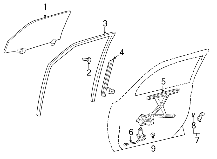 Diagram FRONT DOOR. GLASS & HARDWARE. for your 2017 Chevrolet Spark   