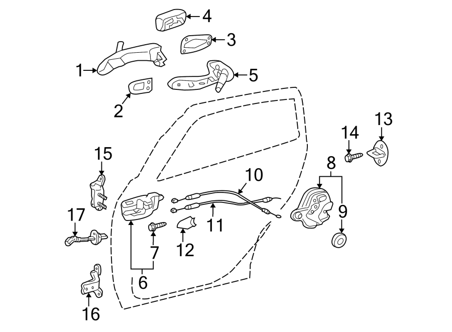 Diagram REAR DOOR. LOCK & HARDWARE. for your 2008 Saturn Astra   