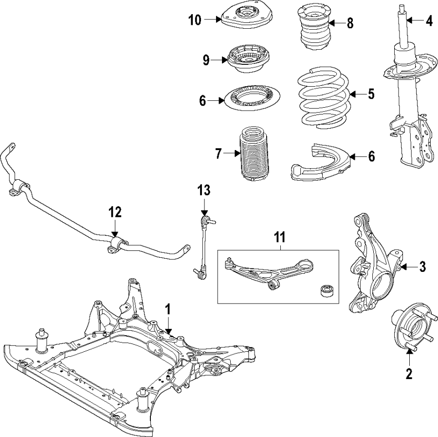 Diagram Front suspension. Lower control arm. Ride control. Stabilizer bar. Suspension components. for your 2010 Ford F-150  XL Extended Cab Pickup Fleetside 