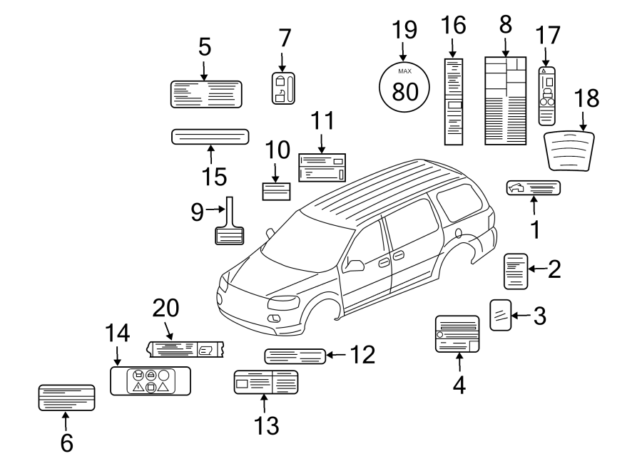 Diagram INFORMATION LABELS. for your 2019 Chevrolet Silverado   