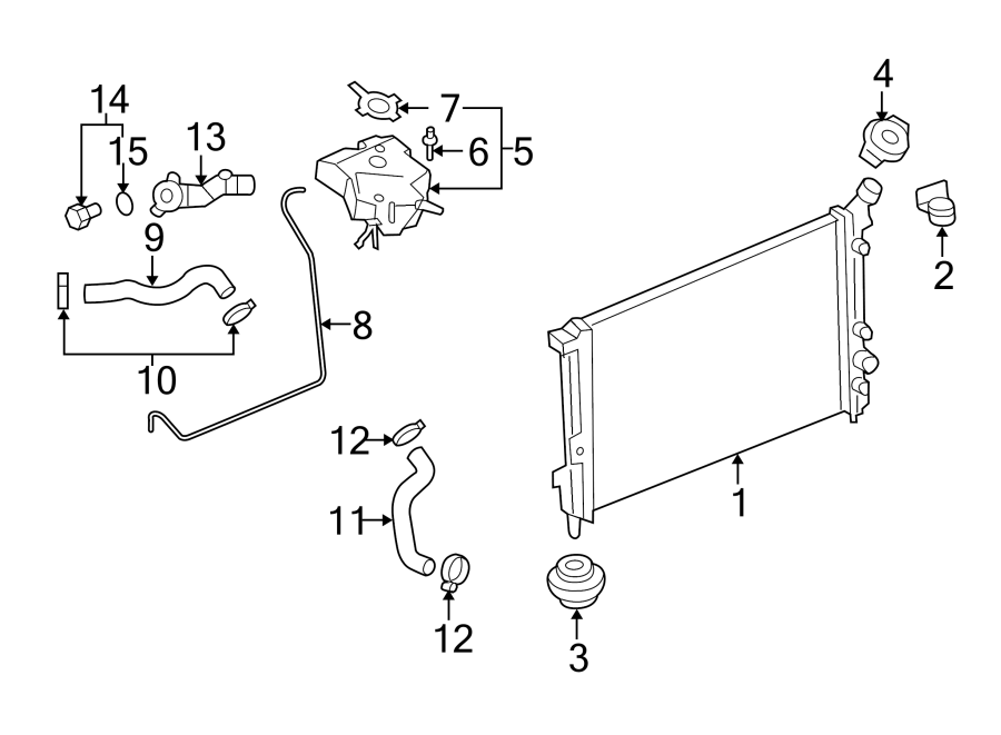 Diagram RADIATOR & COMPONENTS. for your 1995 Chevrolet K2500  Base Standard Cab Pickup Fleetside 4.3L Chevrolet V6 A/T 